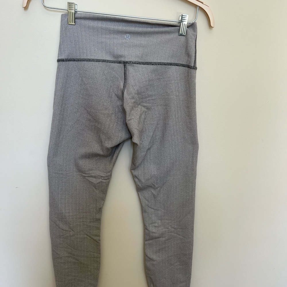 Lululemon wunder under 25” high rise herrinbone - heathered white slate size 6